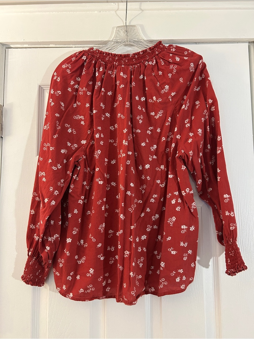 Old Navy Red Floral Peasant Top - Picture 3 of 4